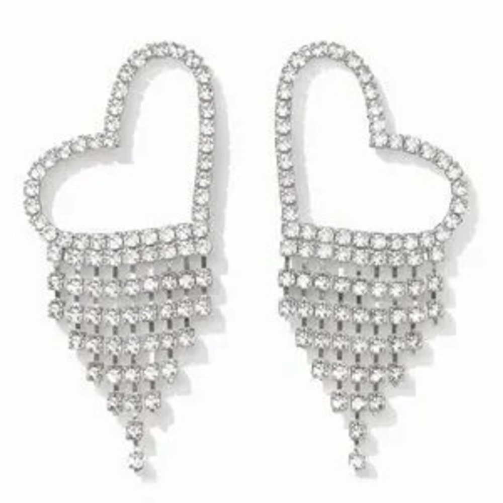 Elegant Silver Heart Dangle Earrings